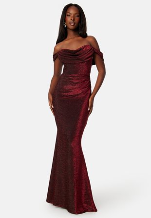 Goddiva Glitter Off Shoulder Maxi Dress Klær