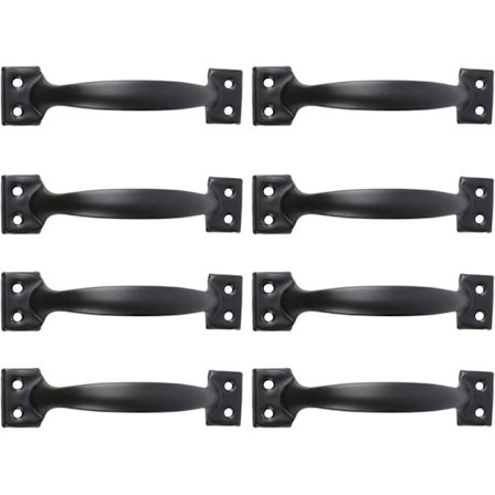 8 Pakk Svarte Låve Dørhåndtak for Tre Gjerder - 6 Tommer Vintage Håndtak for Kjøkkenskap, Skuffe, Skap (Svart, 6 Tommer)