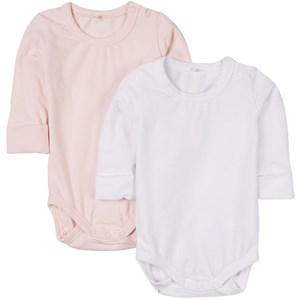 A Happy Brand 2-Pack Soft Pink/White Baby Bodies 74/80 cm - All in ones - 74/80 cm - Pink