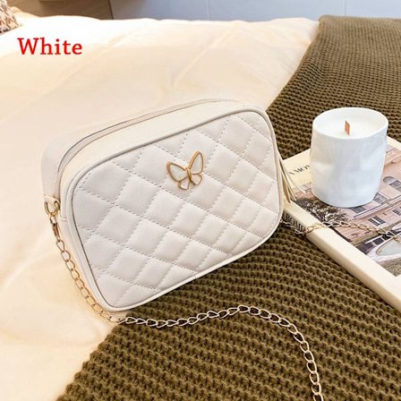 Fashion Butterflies PU Axelväska Handväskor VIT