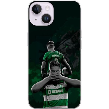 Yhteensopiva Puhelinkuori Apple iPhone 14 Neonmotiivi, jossa teksti "Gaming is in my DNA" sinisenä ja punaisena tiiliseinällä, jossa loistava DNA-spir