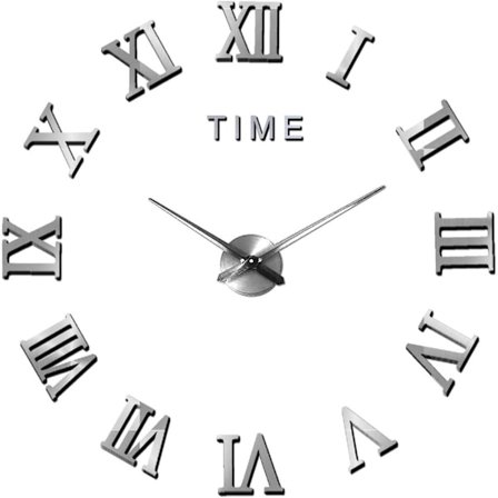 DIY 3D veggklokke moderne stum stor veggklokke XXL speil klistremerke
