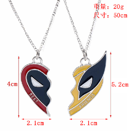 Xib- Movie Deadpool & Wolverine Deadpool 3 Creative Personality Red and Yellow Stitched Necklace