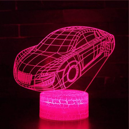 3D Auto Yövalo Led-Lamppu Illuusio 7 Väriä Vaihtuva Kosketuskytkin Pöytä Työpöydän Koristelamput Syntymäpäivälahja Akryylipohja USB-Kaapelit Leikki