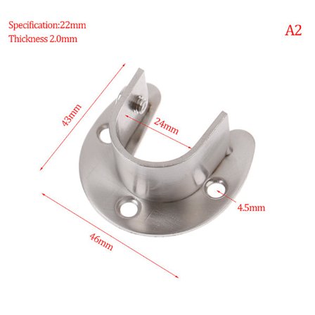 19/22/25/32 mm garderobebrakett rustfritt stål stangsokkelflens