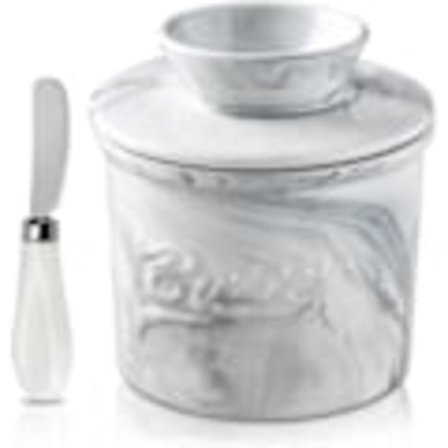 QU*MEYAGOT Smørskål med låg, køleskabssmør, keramisk smøræske, smørbeholder i porcelæn til frisk smør med smag, smør til morgenmad Ingen knive.