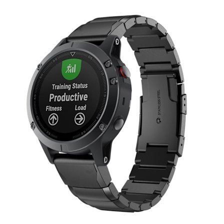 Lænkearmbånd Garmin Fenix 5/5 Plus/6/6 Pro Sort