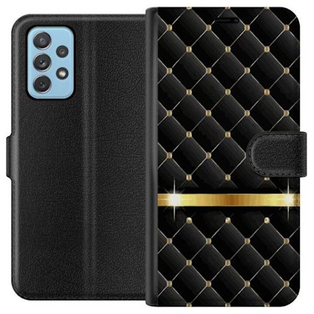 Kompatibel Tegnebogsetui til Samsung Galaxy A52 5G Syede mønster med gulddetaljer