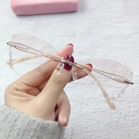 Pure Titanium Glasses Womens Diamond Rimless Glasses Frame Sunglasses