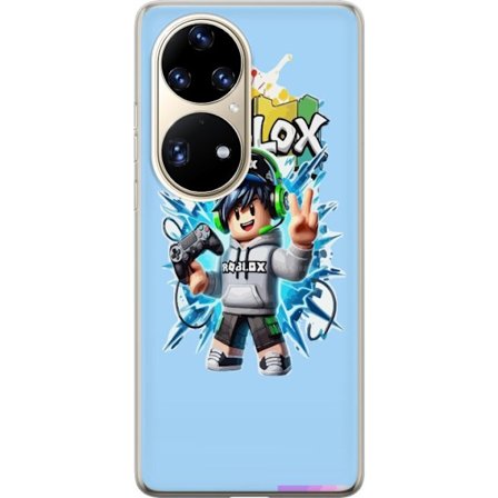 Kompatibelt Mobilskal till Huawei Huawei P50 Pro Färgstark Roblox-karaktär med handkontroll och energifylld splash art design, perfekt för barnrum