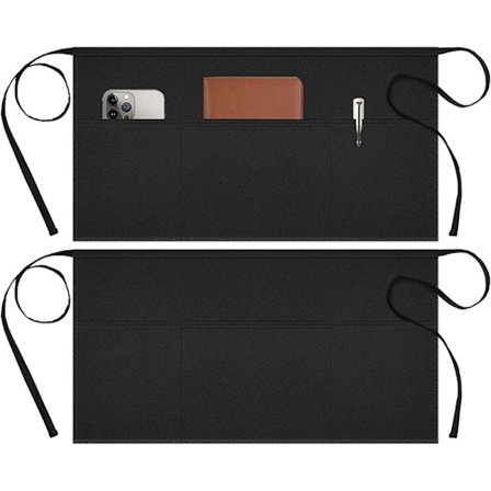 Kort svart forkle - BARTENDER forkle Midjeforkle - Profesjonelt svart forkle - Dame- og herreforkle - Restaurant servitørforkle - Profesjonelt kjøkken