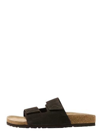 Slhbastian Suede Strap Slider Black Selected