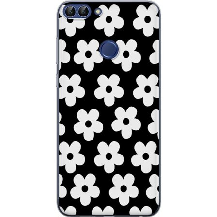 Kompatibel Mobilcover til Huawei Huawei P smart Sorthvidt blomstermønster i minimalistisk skandinavisk design med stærk kontrast og tidløs grafisk