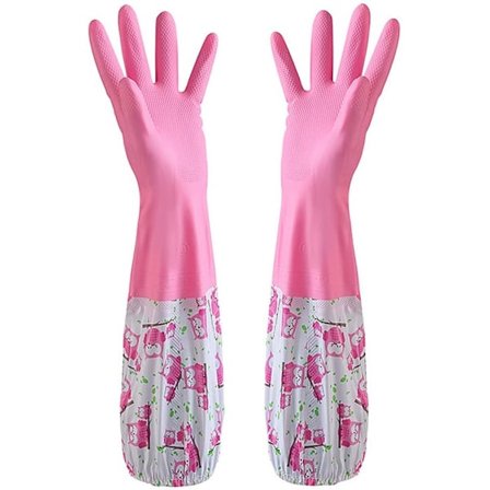 Lange gummihansker for dam og avløp - Hus- og hagearbeid, luking, vasking, rengjøring og oppvask - Ekstra ermbeskyttelse