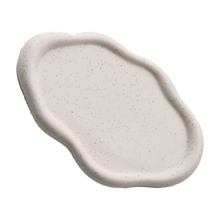 Smykkeplade i keramik med blank overflade - enkel, moderne og stilfuld opbevaringsbakke til hjemmet - gave - hvid oval