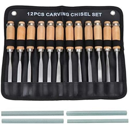 Treskjæringssett med håndmeisel, treskjæringsverktøy 12 i 1