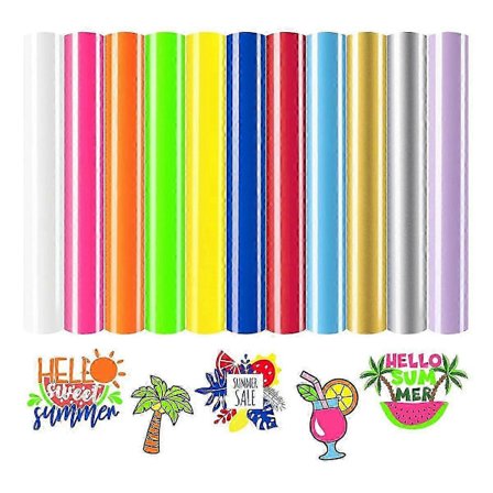 Lämmönsiirtovinyyli 12 arkkia, 11 väriä ja teflon DIY T-paita askarteluun ja vaatteisiin