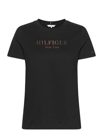 Reg Foil Hilfiger C-Nk Ss T-shirts & Tops Short-sleeved Svart Tommy Hilfiger