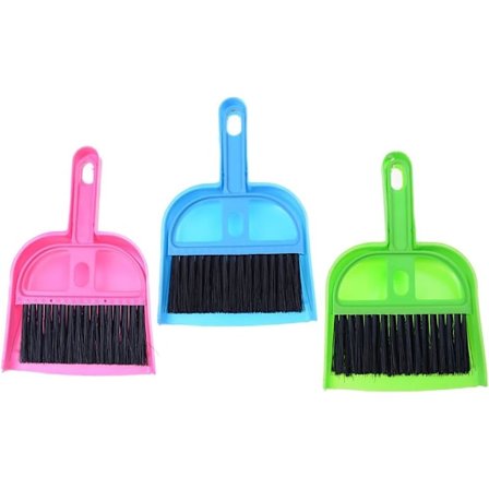 Sæt med 3 Mini Rengøringsbørste og Fejebakke Sæt Bordplade Fejekost til Computer Tastatur Bordplade Bil Bord