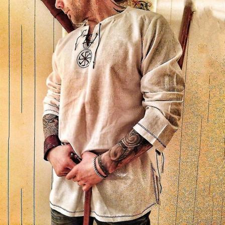 Knight Cosplay Medeltida Kostym Tunika Halloween Kostymer För Män Vuxen Viking Pirat Förklädnad Fancy Kläder Karneval Skjortor Color 1 L