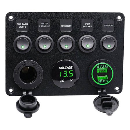 5 12V/24V Inline-sikringboks LED-kontaktspanel Dobbelt USB Bil Båd Lastbil