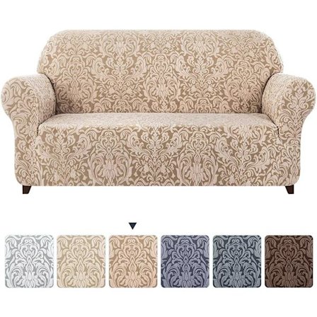 Aprikosfärgat sofföverdrag, 3-sits jacquard damast sofföverdrag