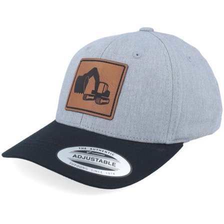 Kiddo Cap - Grå adjustable Keps - Kids Excavator Engraved Box Heather Grey/Black Adjustable @ Hatstore