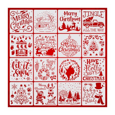 16 st Jul PET-målningsschabloner Återanvändbara ihåliga julmallar