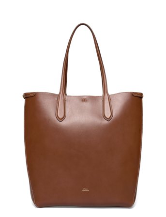 Polo Ralph Lauren Bellport Leather North-South Tote - Brown - ONE SIZE