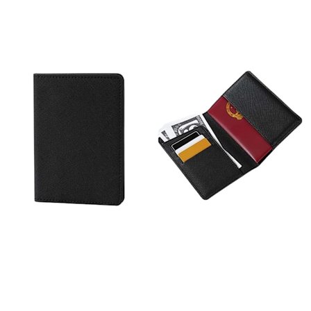 Sort PU Læder Pas Holder - Slank Rejse Pas Tegnebog & Cover