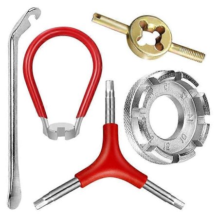 5 st Cykel Ekernyckel Kit, Cykelhjul Nyckel Ekerverktyg Däckjärn Ventilborttagare Stål Cykelfälg Korrigeringsverktyg