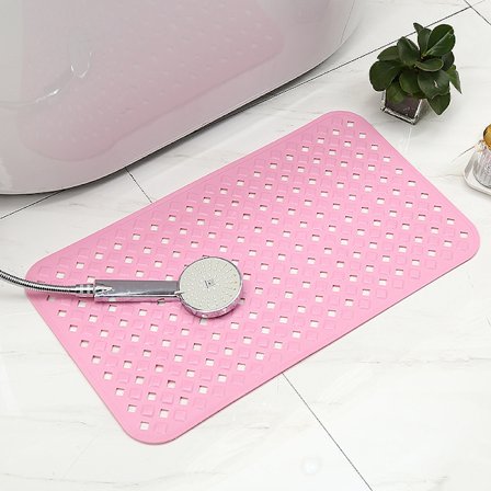 Anti-Skli Baderom Dusjmatte med Komfortabel Polstring Hule Drenering Enkel Installasjon Badematte 70*40cm - Rosa