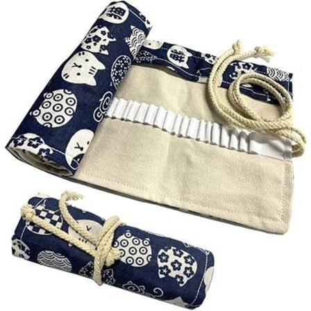 Lærred Farveblyant Taske 72 Huller Blå (Penner Ikke Inkluderet blå