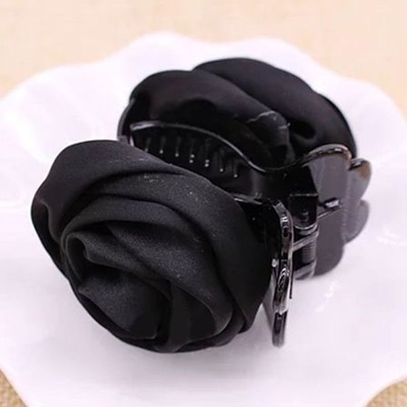 Hårklämmor Rose Blommig SVART