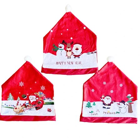 HA~Jouluistuimenpäälliset Tonttulakki Lumiukko Punaiset Istuimenpäälliset Koriste Joulu Koti Illalliskoriste, 3 kpl