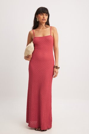 NA-KD Strap Structure Maxi Dress - Aftenkjoler - Rød - L