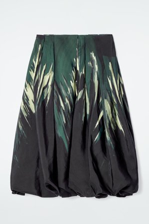 COS Bedruckter Midirock Mit Ballonsaum in Schwarz - Frauen