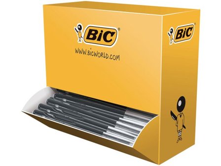 BIC Kulpenna, M10 Clic , mediumspets på 1 mm, svart skaft, svart bläck 100/fp - Lyreco - Kontorsmaterial - Pennor - Kulpennor