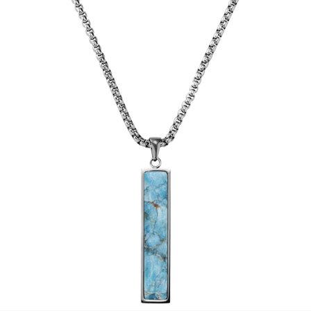 Orisun | Sølvfarvet Rustfri Stål Apatit Sten Linje Vedhæng Halskæde til mænd - Stålhalskæder