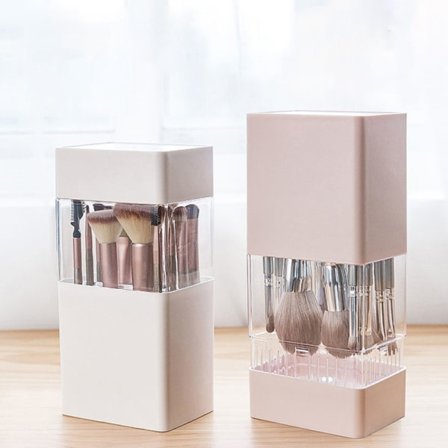Makeup børsteholder Kosmetisk opbevaringsboks pink 10.8*22*8.3cm