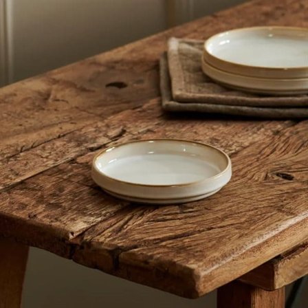 Keramisk tallerken i mineralsk marmor 12,7 cm - hvid