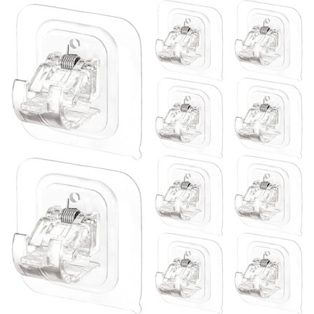 10-pakks gardinstangbrakett uten boring, selvklebende gardinstangbrakett uten spiker, justerbar gardinstangbrakett