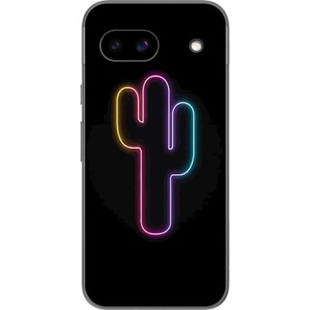 Kompatibelt Mobilskal till Google Google Pixel 8a Neonillustration av kaktus i rosa och blått ljus mot mörk bakgrund