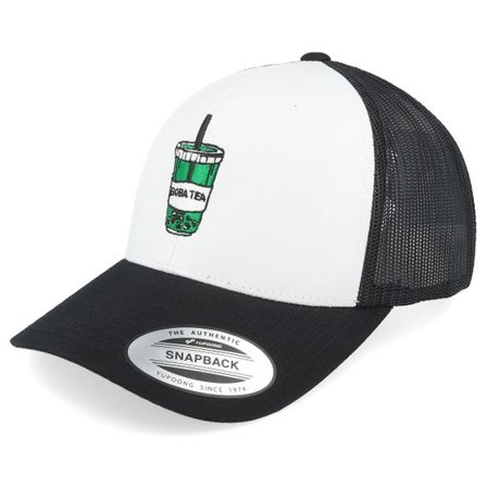 Iconic - Vit trucker Keps - Bobba Tea Logo Black/White Trucker @ Hatstore