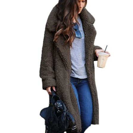 Damjacka Teddybjörn Lång Kavaj Konstpäls Överrock -ge