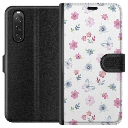 Plånboksfodral till Sony Xperia 10 V med Blommor och fjärillar