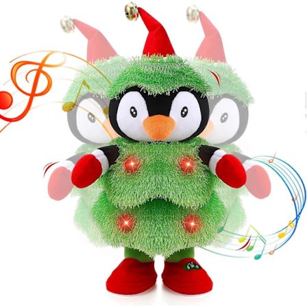 LED Musikalsk Juletræ Pingvin Plysdyr Gentager Hvad Du Siger Lys Op Blød Plyslegetøj Syngende Dansende Talende Optagelse Efterligning Twis (FMY)