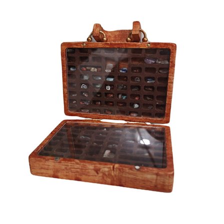 Krystalboks Sten Sten Mineral Kit Samling Af Sten I En Kuffert Dekorationer Træpynt Æske med Krystal