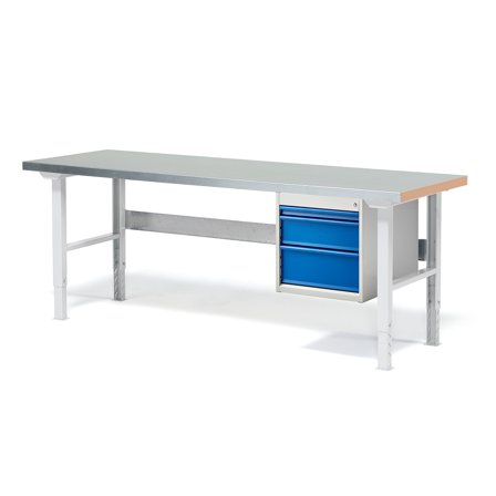 Werkbank-Paket SOLID 750, 3 Schubladen, 750 kg Belastbarkeit, 2000x800 mm, Stahl