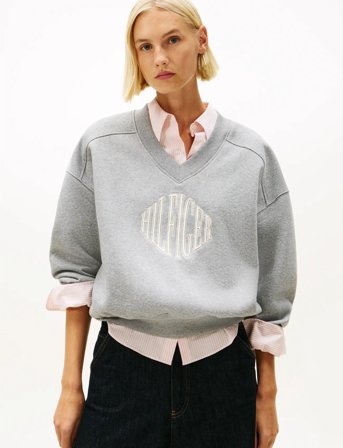 Tommy Hilfiger Varsity V-Nk Fleece Swtsrt - Grey - S